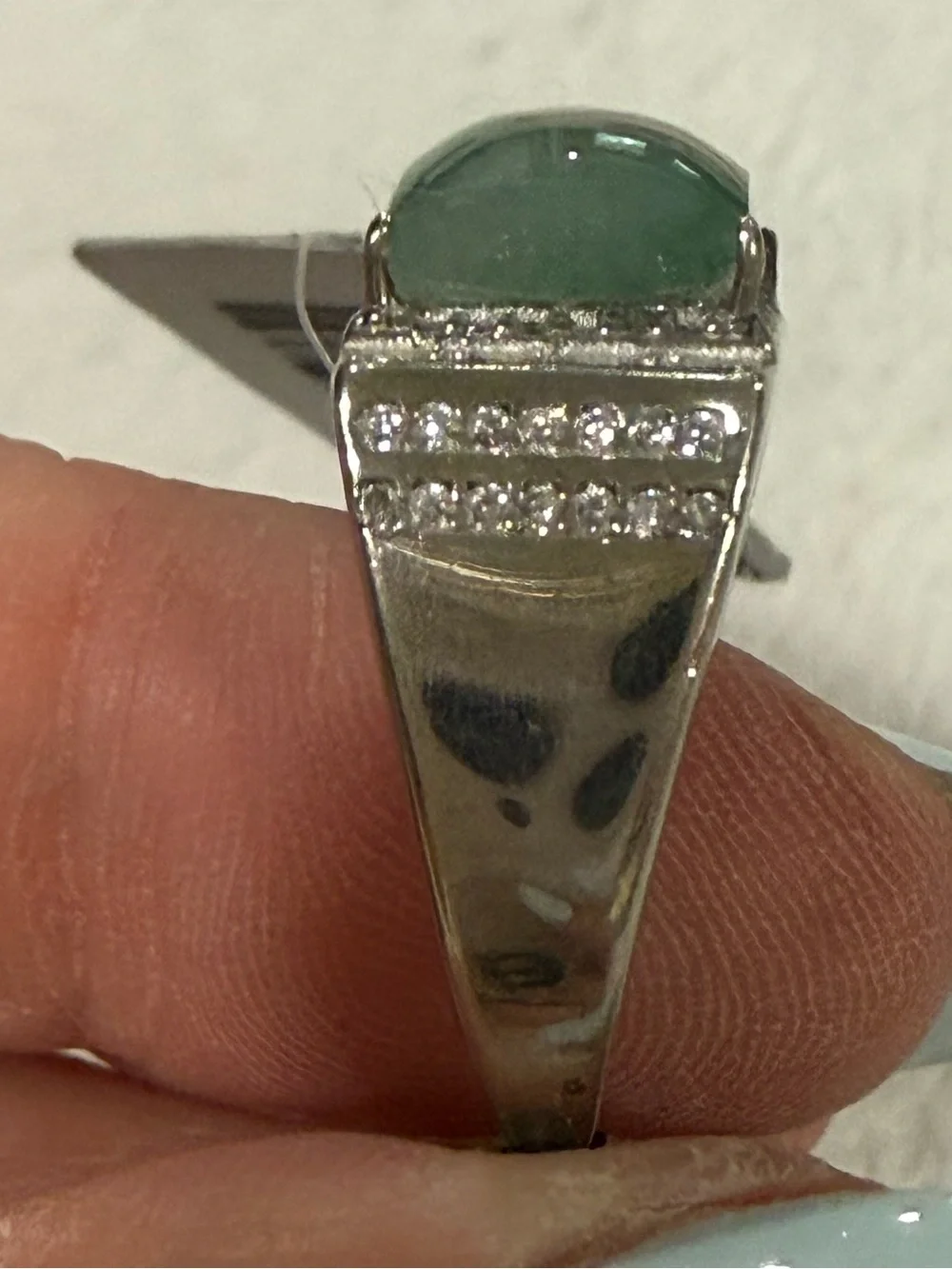 Burmese Jadeite Ring - 925 silver ADJUSTABLE